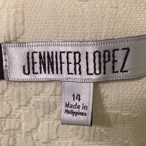 Jennifer Lopez J Lo White Ivory Textured Dress Reptile Belt L XL 14 - Picture 4 of 11